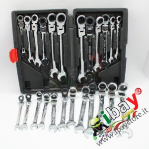 Set Chiavi professionali chrome vanadium a Cricchetto Set Di 12 Pezzi 8-19 mm con Valigetta prezzo pazzo