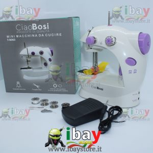 MINI MACCHINA PER CUCIRE PROFESSIONALE 4 IN 1 PORTATILE VIAGGIO CON PEDALE ACCESSORI IN OMAGGIO